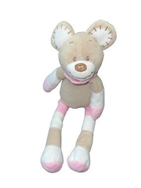 BABYLOVE Musical BEAR BEIGE WHITE PINK BANDANA MUSICAL PLUSH